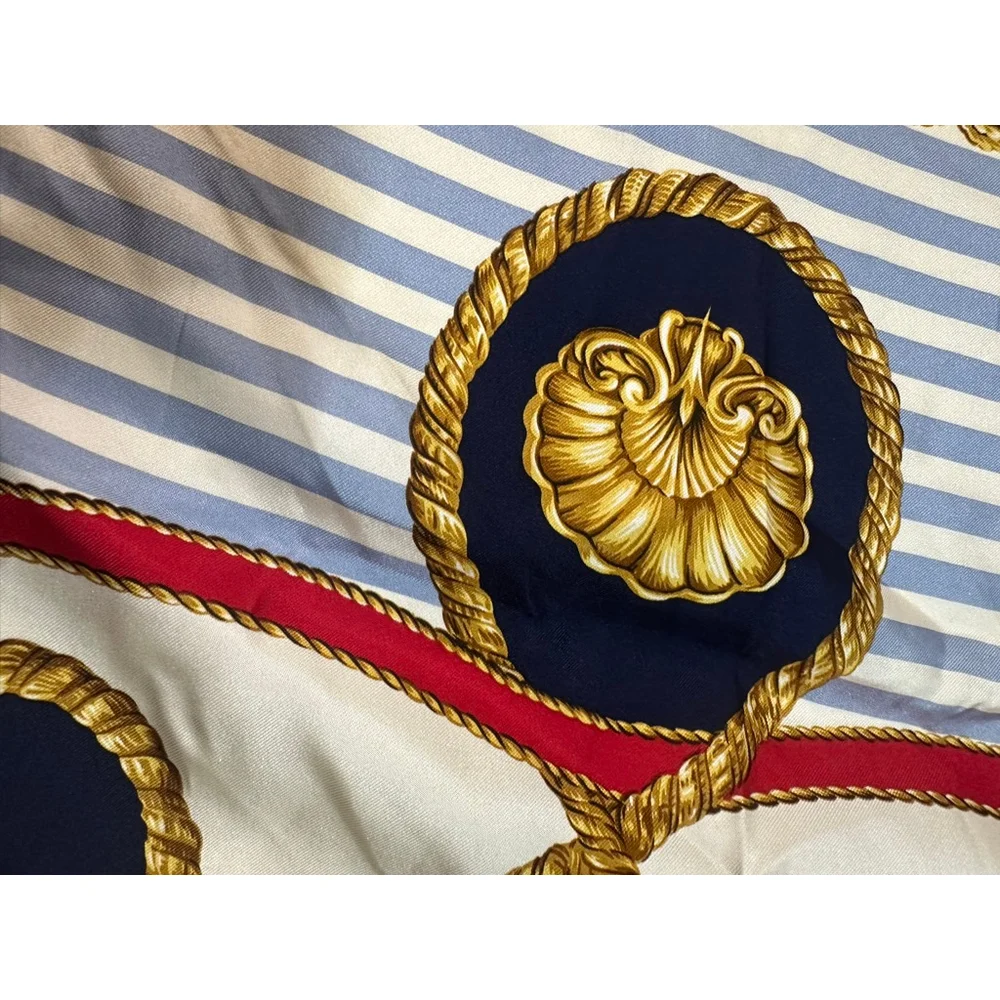 Women's Christian Dior Nautical Silk Scarf One Size Blue White Red